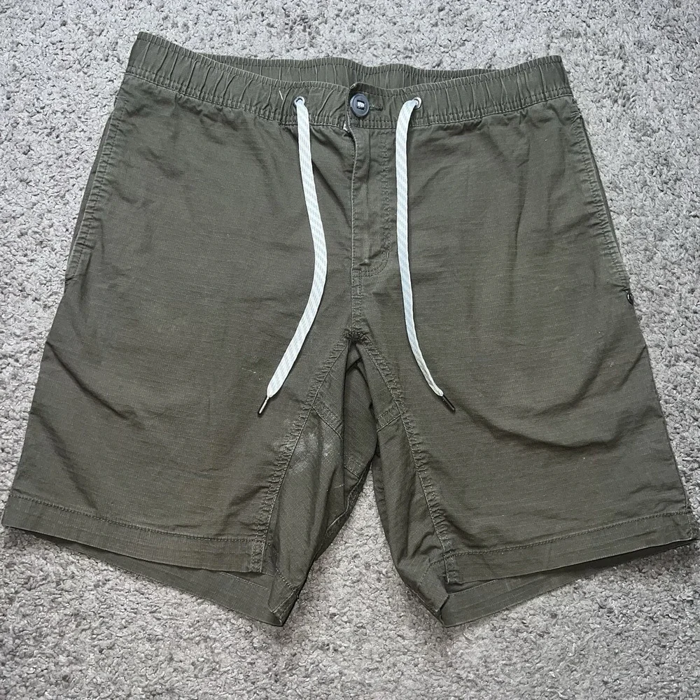 Vuori Shorts Mens M Olive Ripstop V370 Drawstring Elastic Waist Hiking